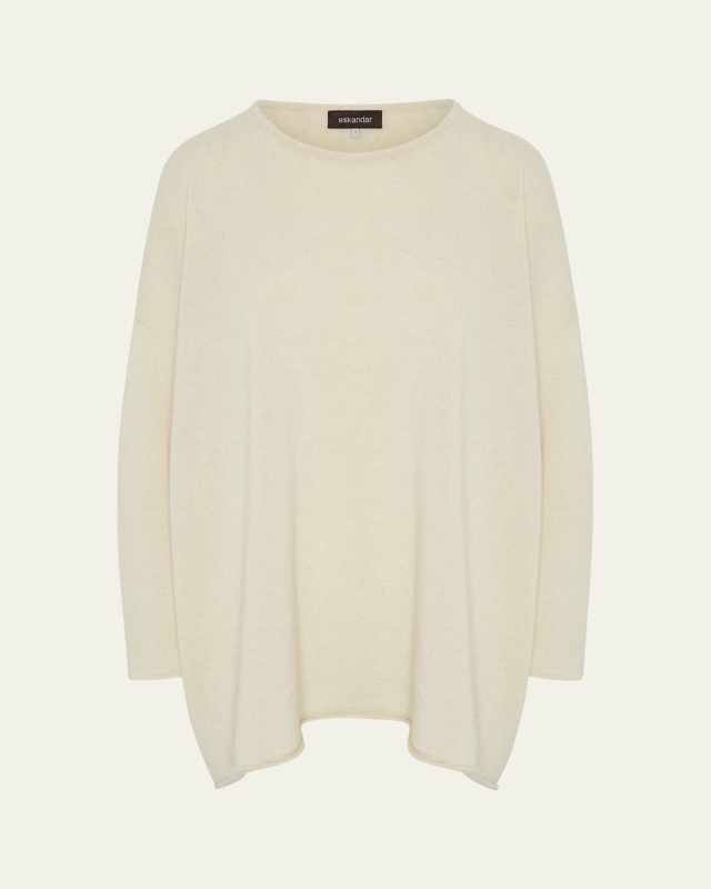 A-Line Bateau-Neck Cashmere Sweater (Long Length)